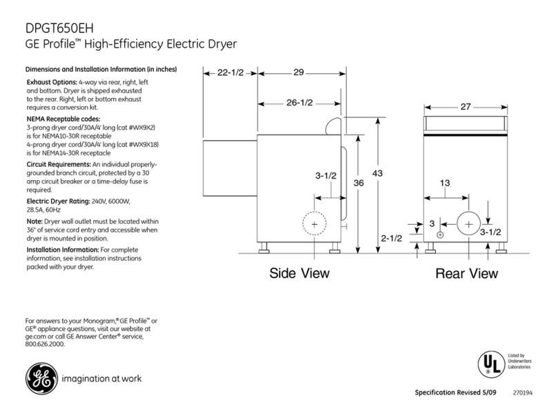 GE Profile DPGT650EH Manual