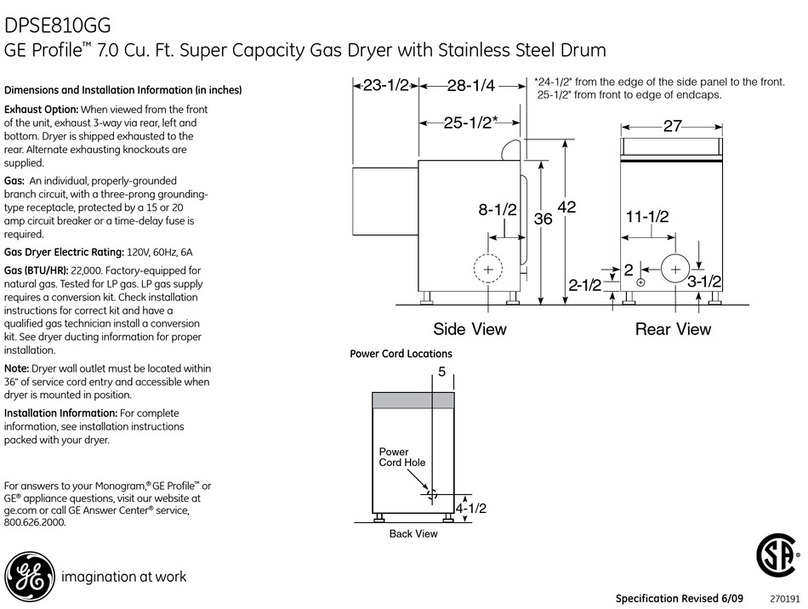 GE Profile DPSE810GG Manual