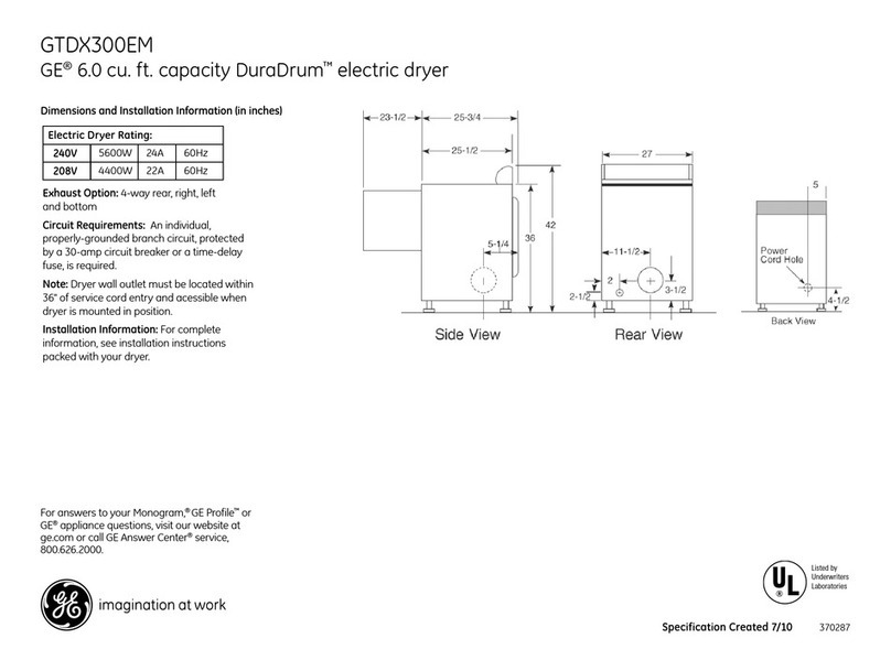 GE DuraDrum GTDX300EM Manual
