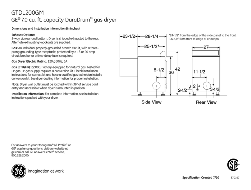 GE DuraDrum GTDL200GM Manual