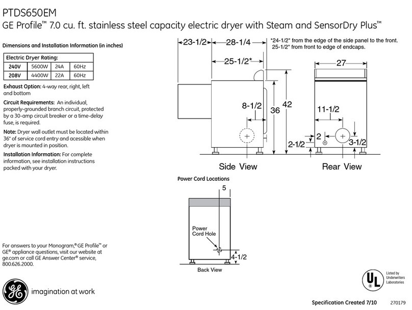 GE Profile PTDS650EM Manual