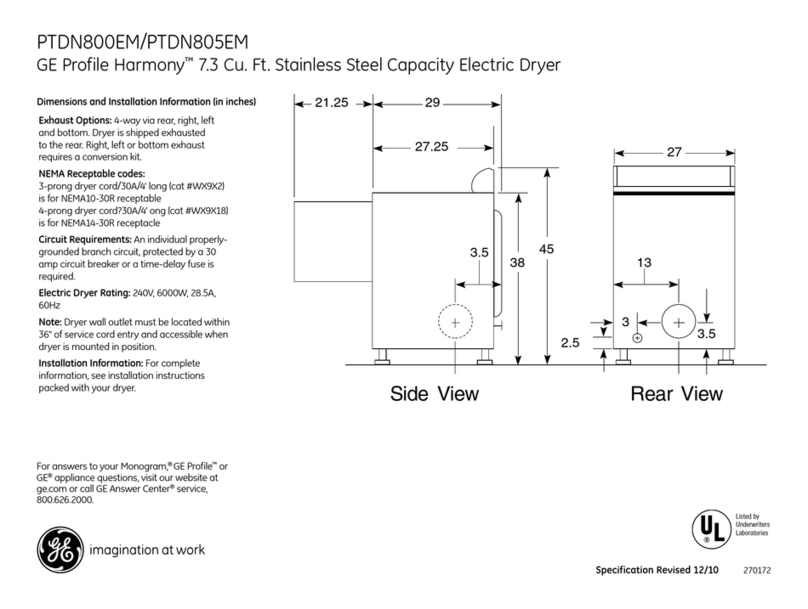 GE Profile Harmony PTDN805EM Manual