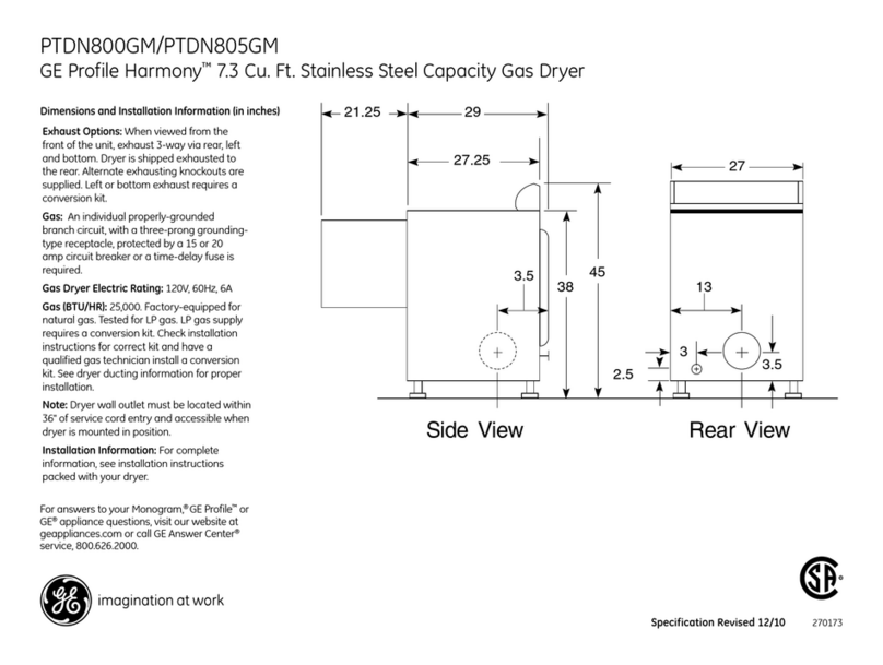 GE Profile Harmony PTDN800GM Manual