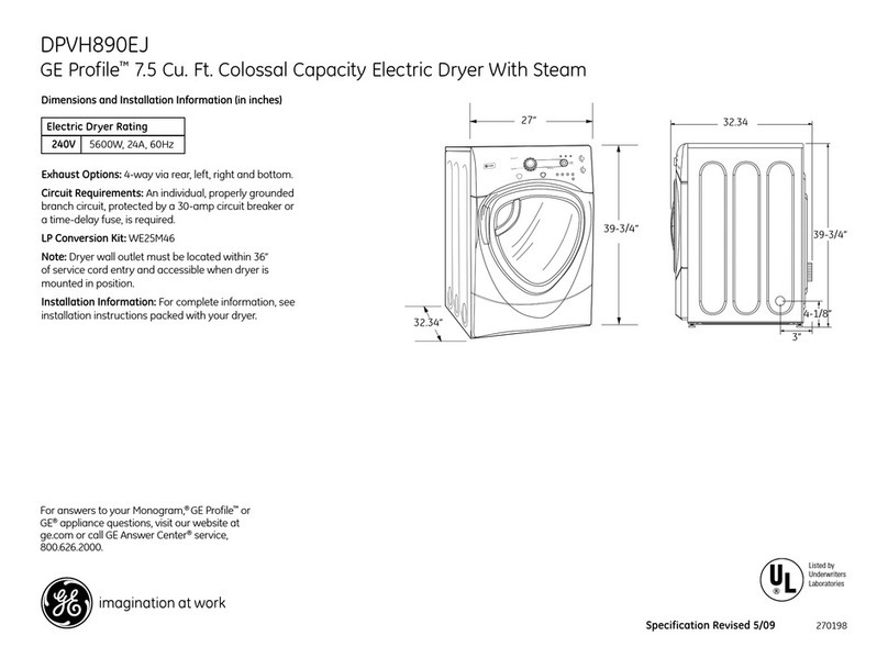 GE Profile DPVH890EJ Manual