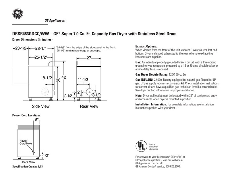 GE DRSR483GD User manual