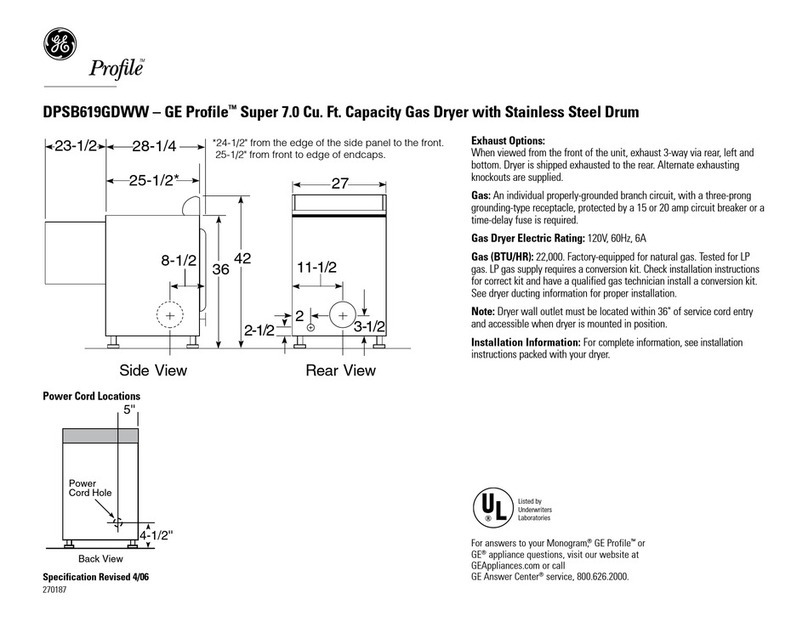 GE DPSB619GD User manual