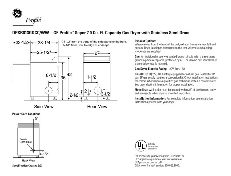 GE DPSB613GD User manual
