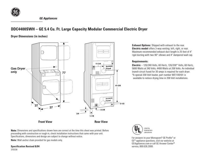 GE DDC4400S Dimensions and specifications