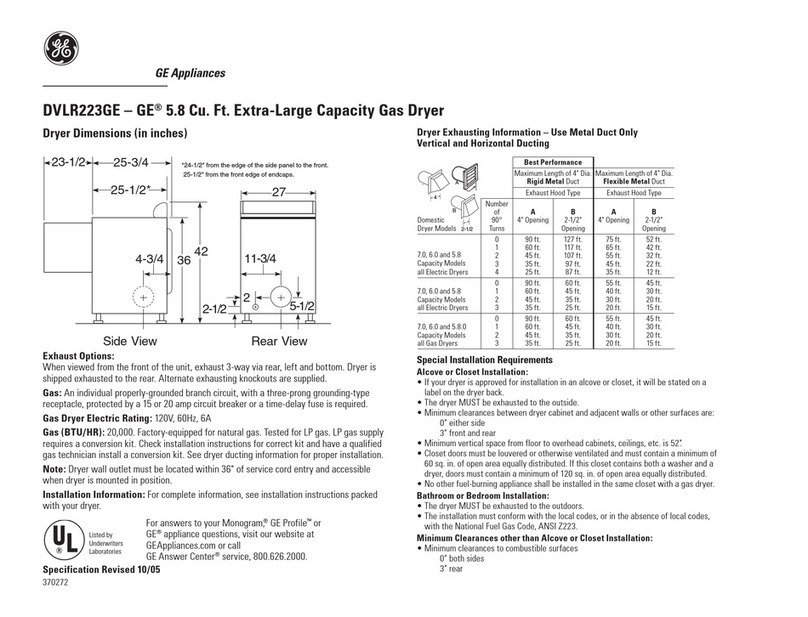 GE DVLR223GEWW Manual