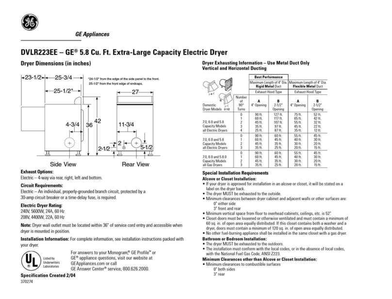 GE DVLR223EE Manual