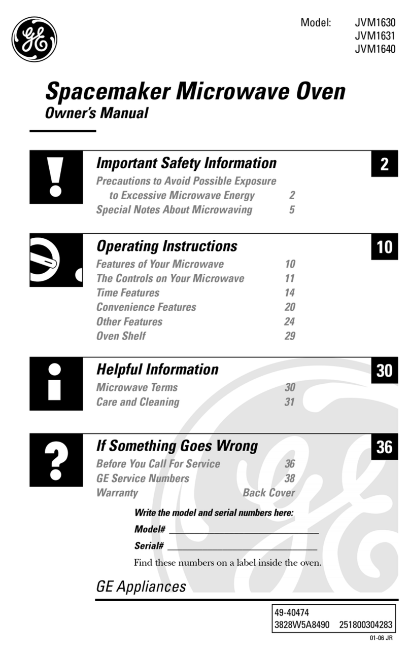 GE SpacemakerXL JVM1630 User manual