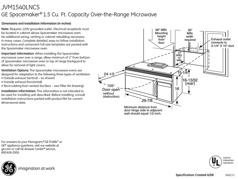 GE Spacemaker JVM1540LNCS Manual