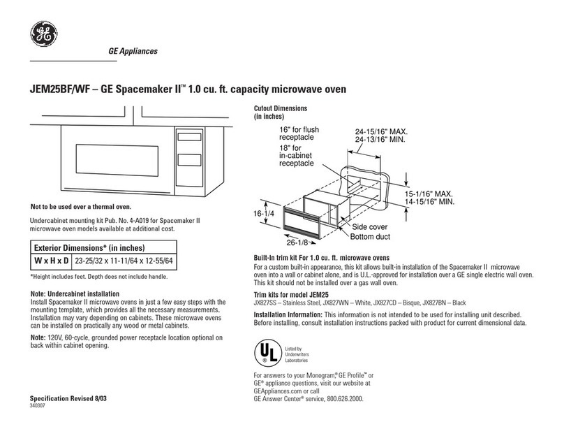 GE Spacemaker II JEM25 User instructions