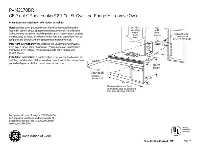GE Profile Spacemaker PVM2170DR Manual