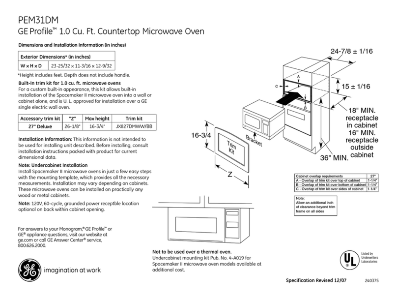GE Profile Spacemaker II PEM31DM Manual