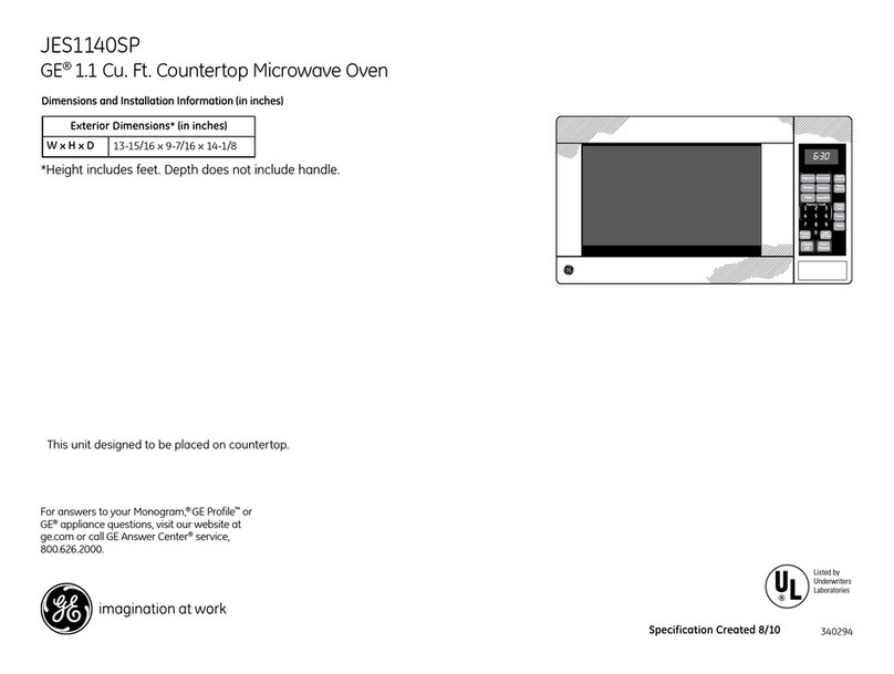 GE JES1140SPSS Dimensions and installation information