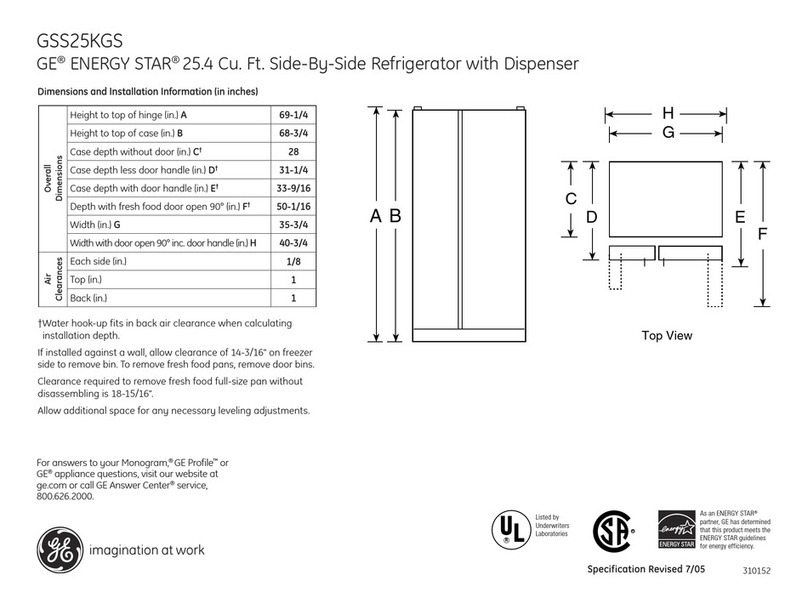 GE GSS25KGS Dimensions and installation information