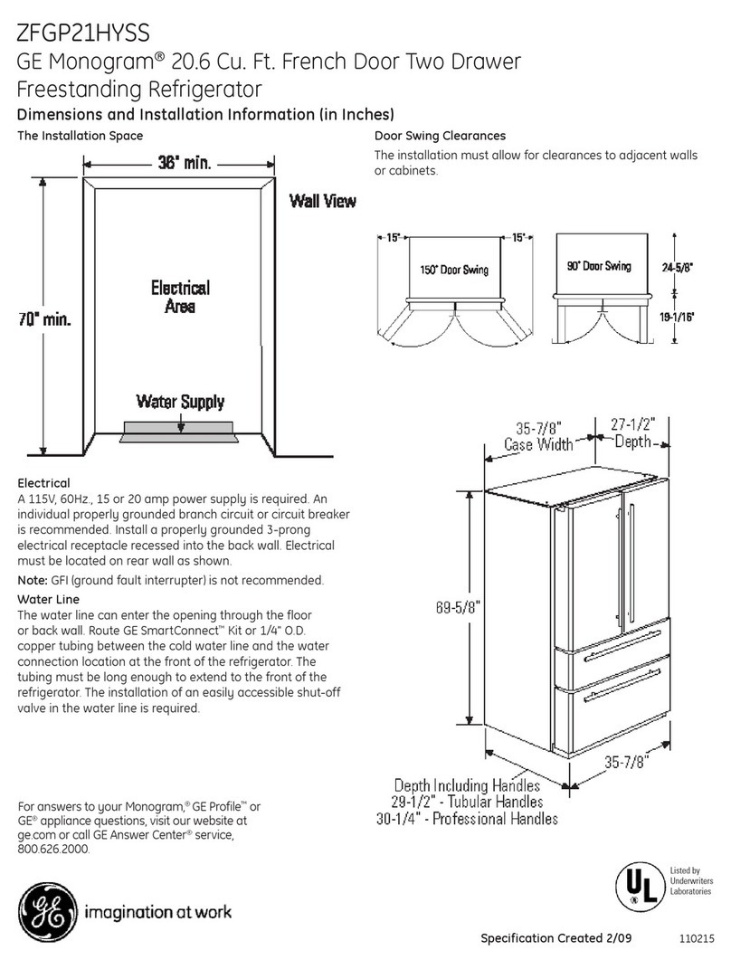 Monogram Monogram ZFGP21HYSS Dimensions and installation information