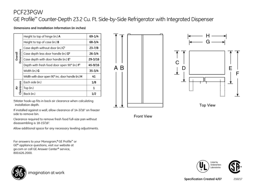 GE Profile PCF23PGW Manual
