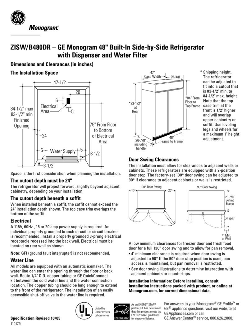 Monogram Monogram ZISB480DR User guide