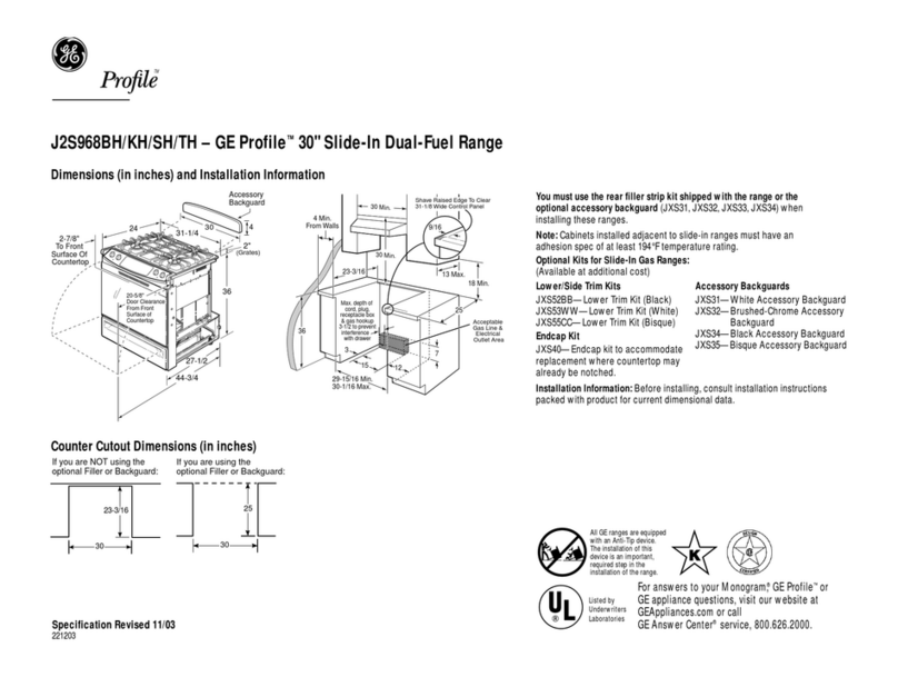 GE Profile J2S968BH User manual