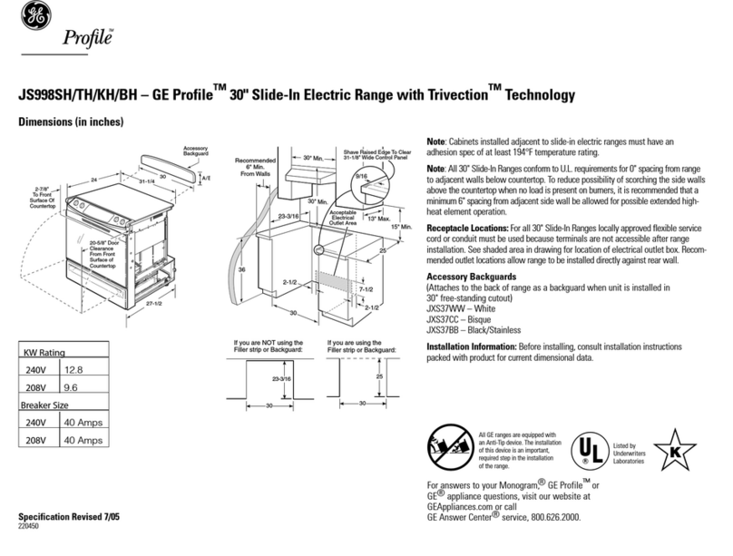 GE Profile JS998SHSS Specifications