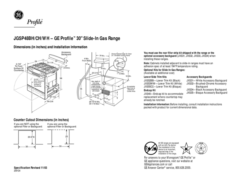 GE Profile JGSP48WHWW Manual