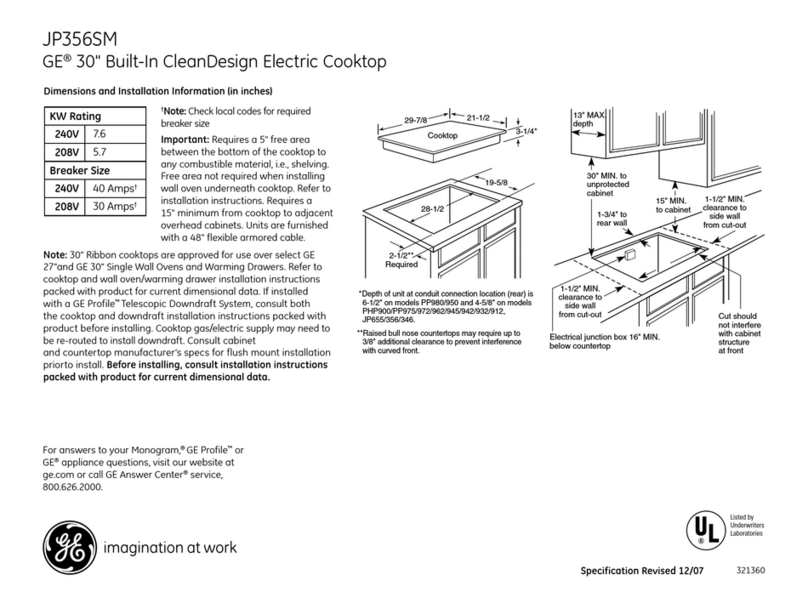 GE JP356SMSS Dimensions and installation information