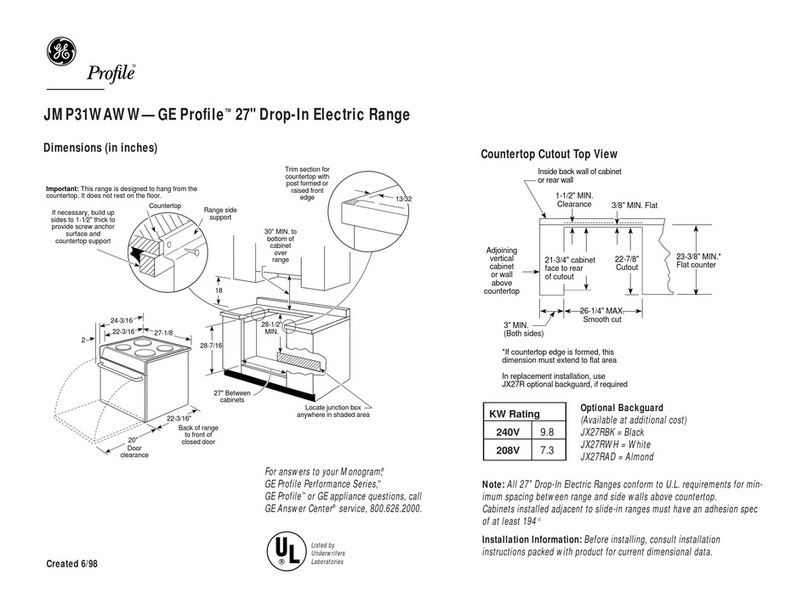 GE Profile JMP31WAWW User manual