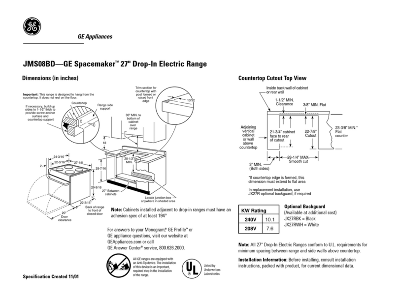 GE Spacemaker JMS08BDWH User guide