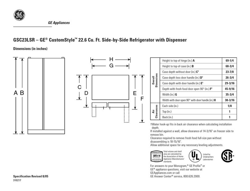 GE CustomStyle GSC23LSRSS User instructions GE CustomStyle GSC23LSRSS User instructions