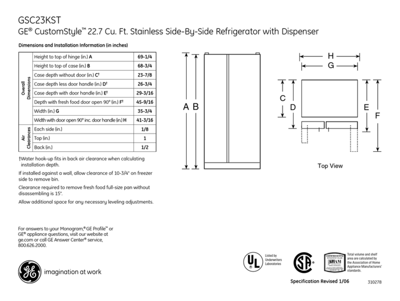 GE CustomStyle GSC23KSTSS Manual GE CustomStyle GSC23KSTSS Manual