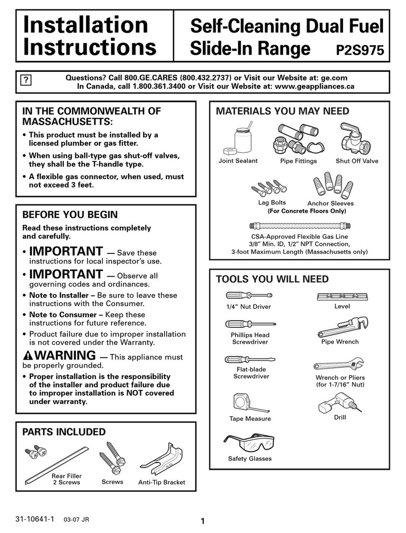 GE Profile P2S975SEMSS installation instructions