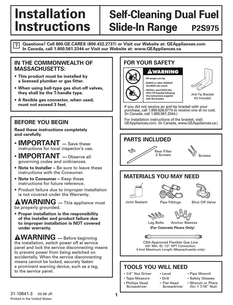 GE Profile P2S975DEP User manual