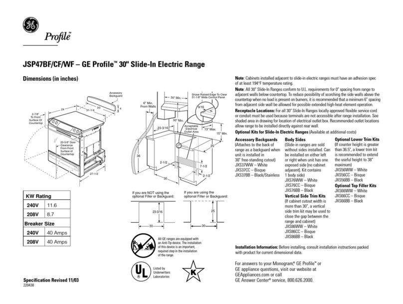 GE Profile JSP47WFWW User guide