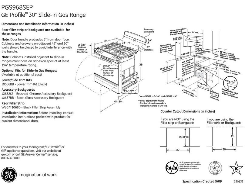 GE Profile PGS968SEPSS Manual