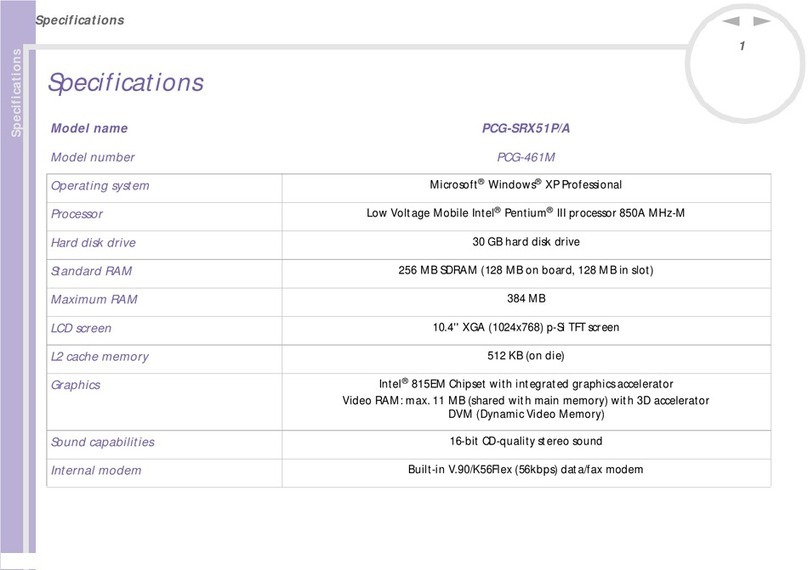 Sony PCG-SRX51P/A Specifications