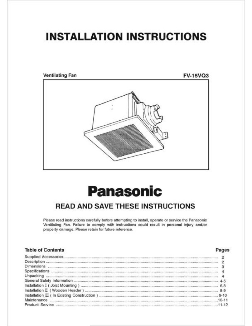 Panasonic WhisperCeiling FV-15VQ3 User manual