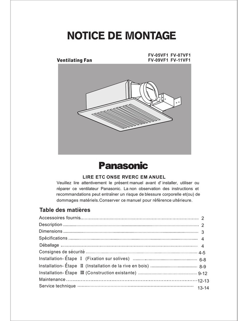 Panasonic FV-07VF1 Operation and maintenance manual Panasonic FV-07VF1 Operation and maintenance manual
