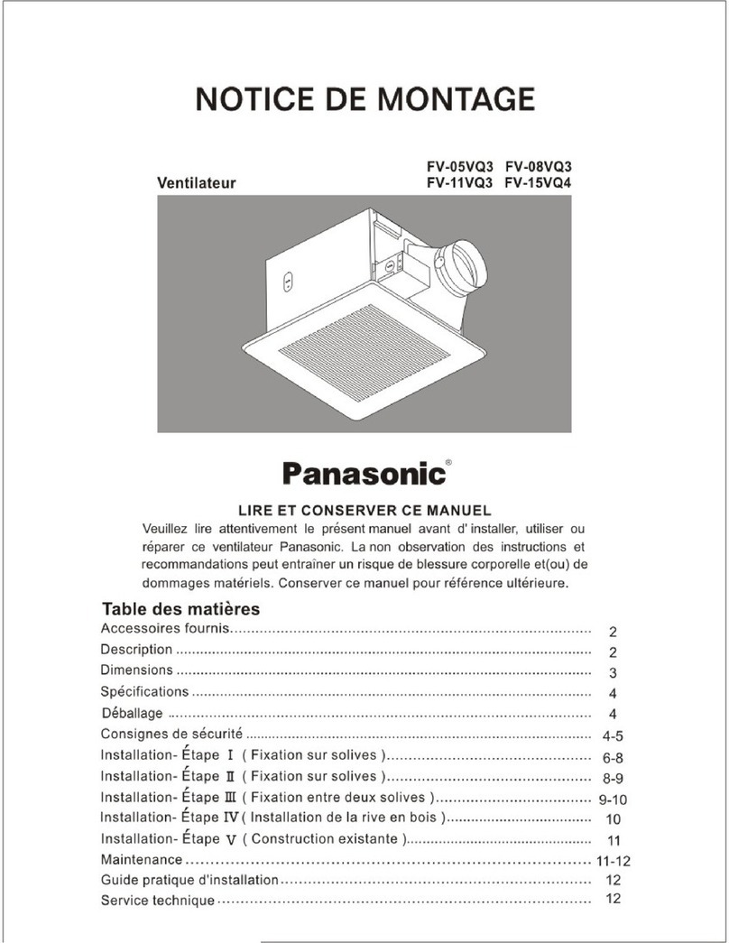 Panasonic WhisperCeiling FV-15VQ4 Operation and maintenance manual