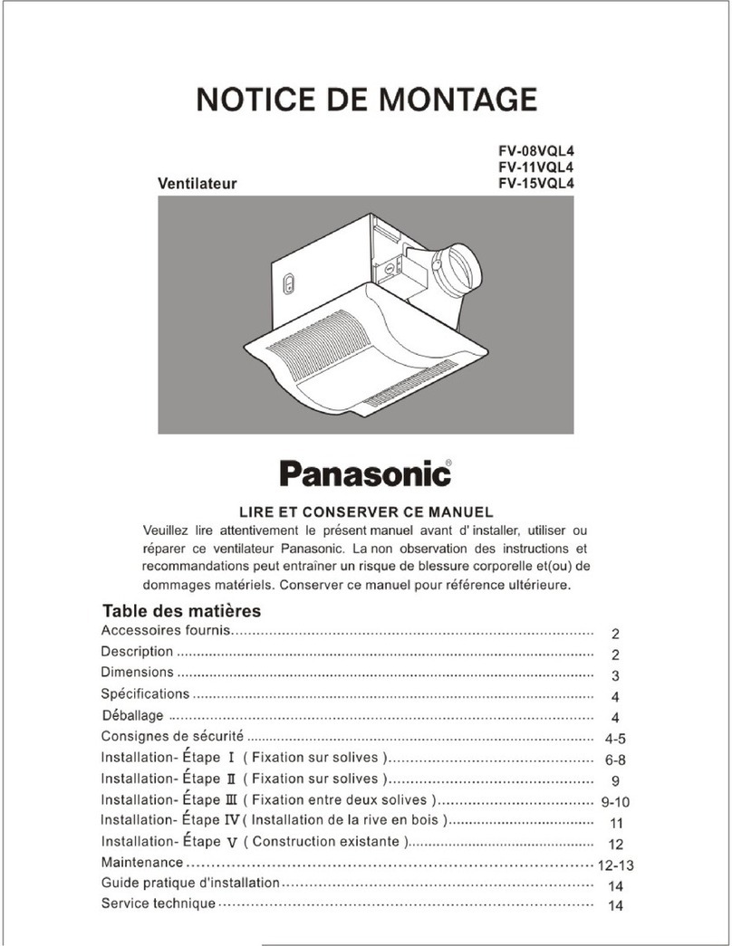 Panasonic Whisper-Lite FV-08VQL4 Operation and maintenance manual