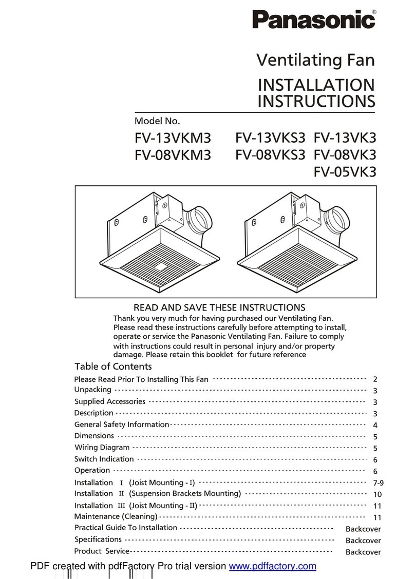 Panasonic WhisperGreen FV-13VKS3 User manual Panasonic WhisperGreen FV-13VKS3 User manual