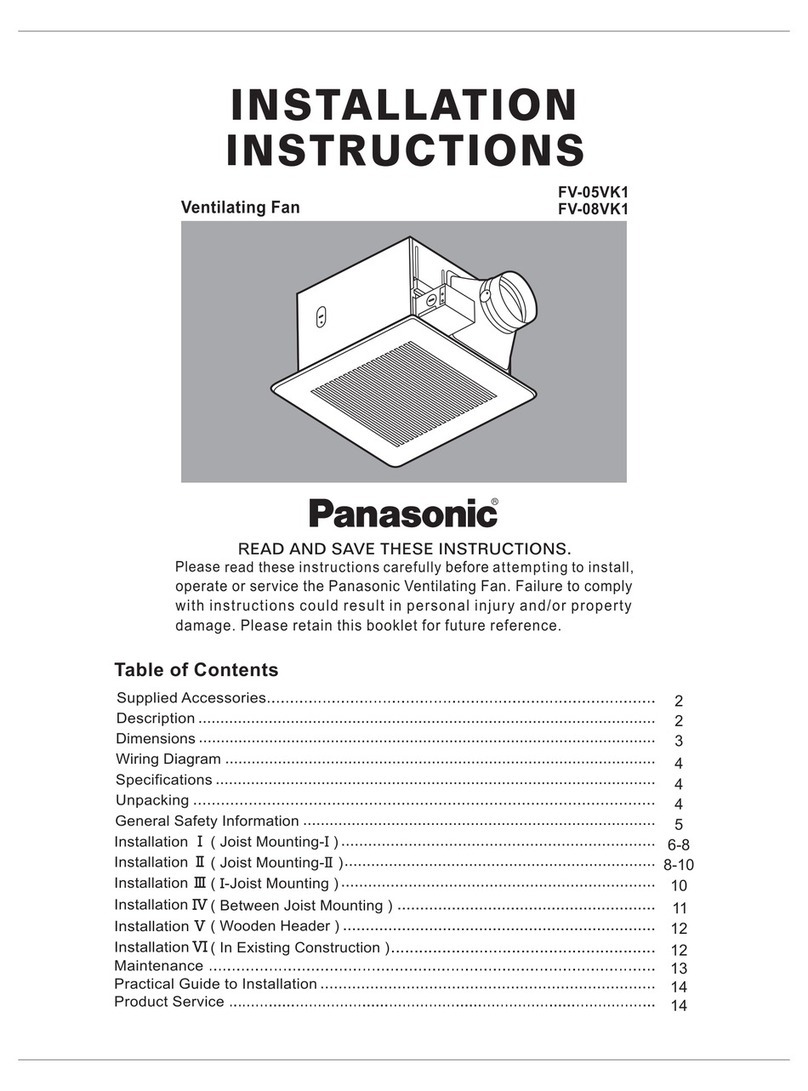 Panasonic Whisper Green FV-08VK1 User manual