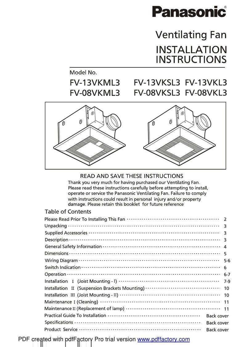 Panasonic WhisperGreen FV-08VKML3 User manual