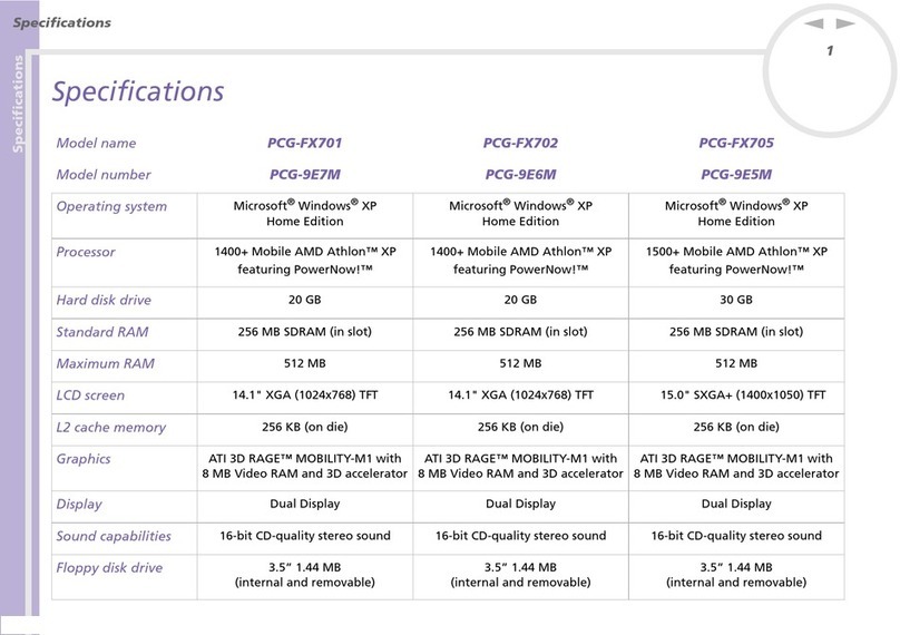 Sony Vaio PCG-FX701 User manual