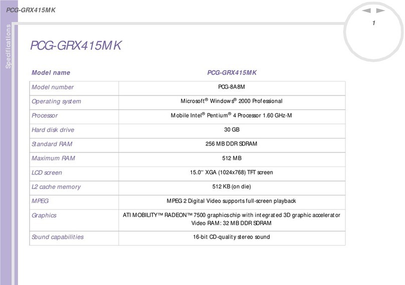 Sony Vaio PCG-GRX415MK User manual