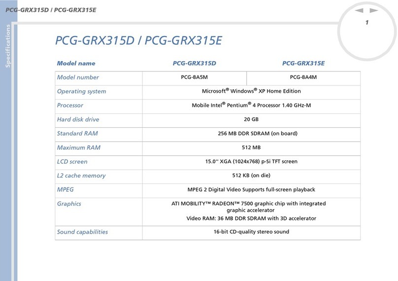 Sony Vaio PCG-GRX315MP User manual