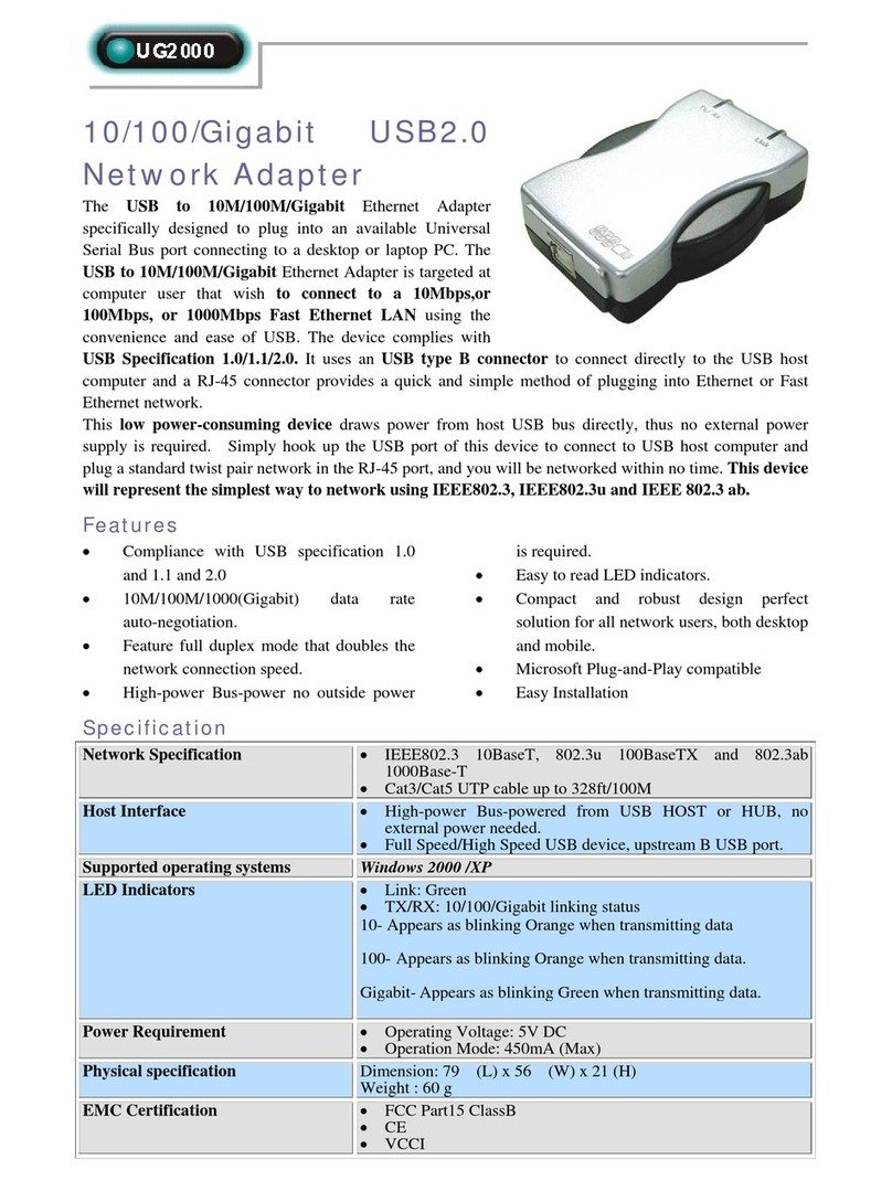 Abocom 10/100/Gigabit USB2.0 Network Adapter UG2000 specification Abocom 10/100/Gigabit USB2.0 Network Adapter UG2000 specification