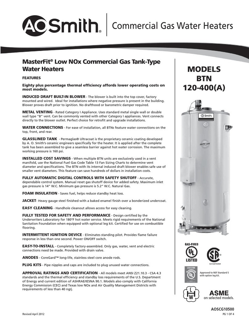 A.O. Smith 101 Series Specification sheet A.O. Smith 101 Series Specification sheet