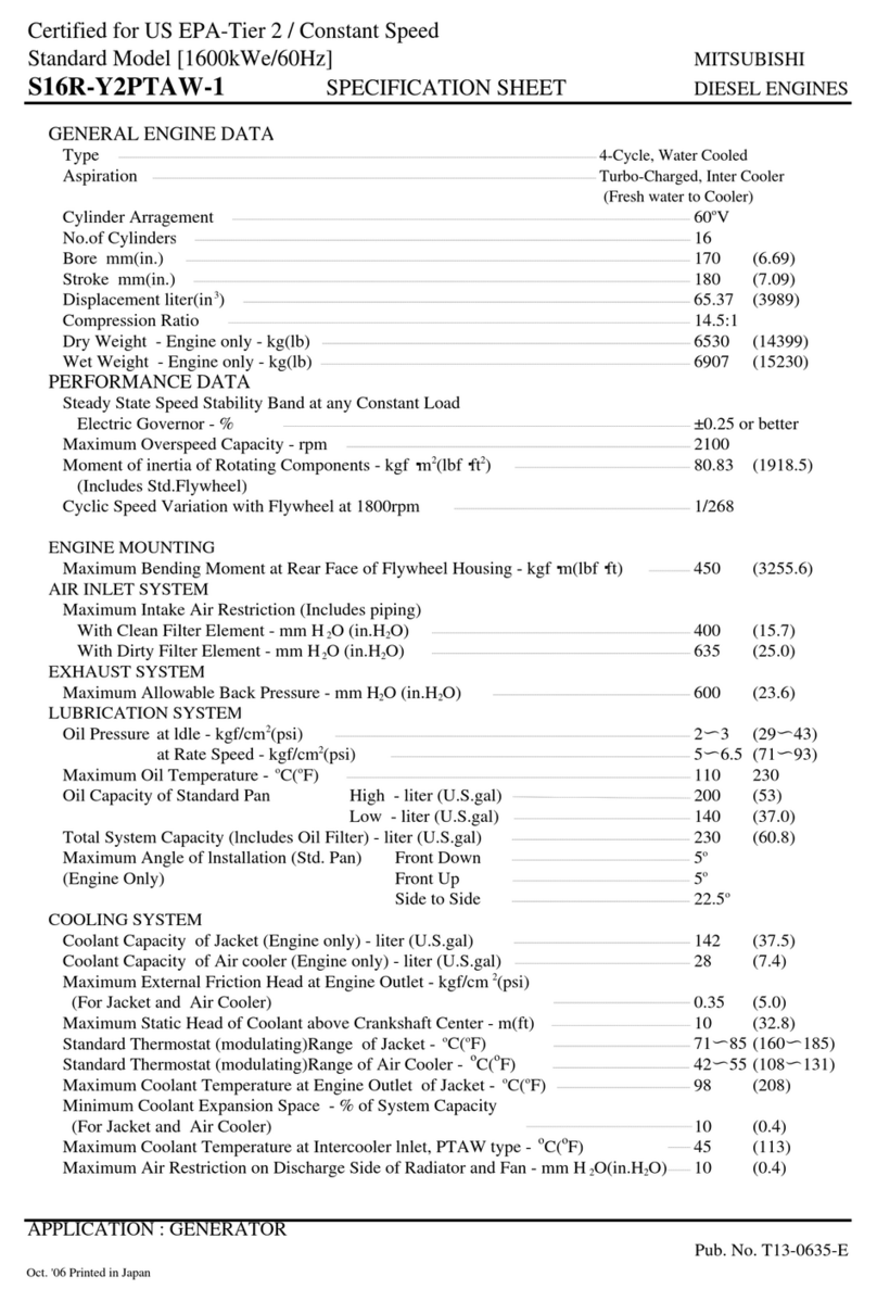 Mitsubishi Diesel Engines S16R-Y2PTAW-1 User manual
